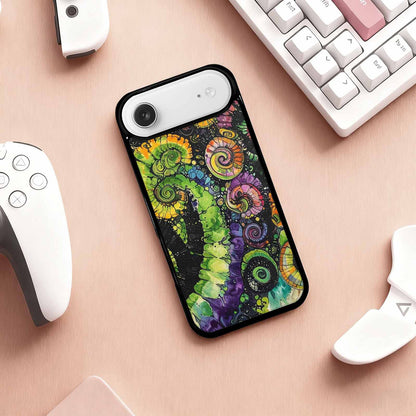 iPhone 17 Air Case — Black Green Ink Tie Dye Tie, Original Design Phone Case