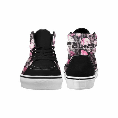 WOMEN'S Skulls Black & Pink Ink High Top Canvas Bold Print Cottagecore All Over Print Shoes