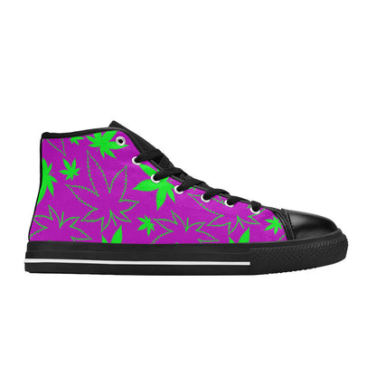 WOMEN'S Cc Weed 420 Art High Top Canvas Neon Fantasy Custom Sneakers