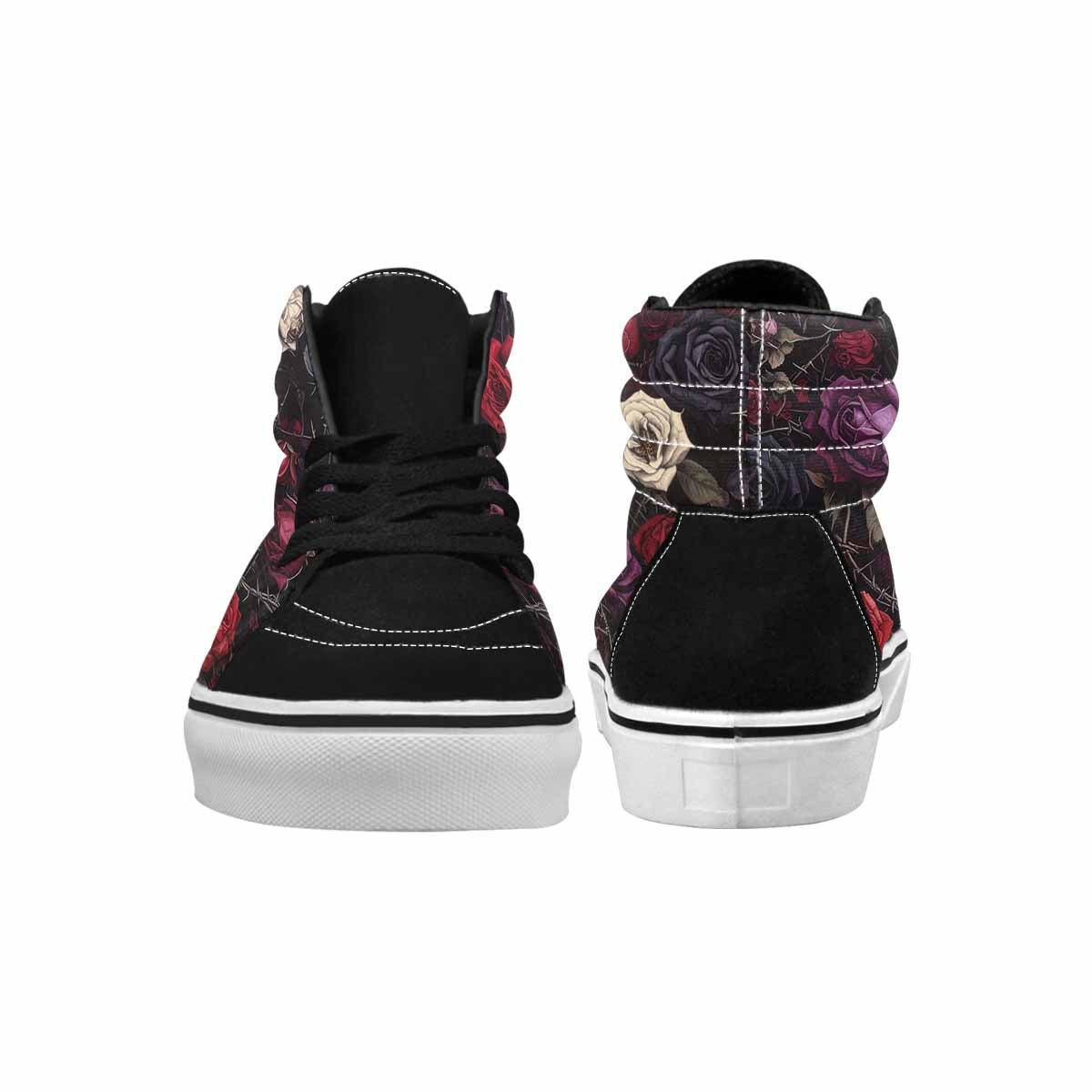 WOMEN'S Black Gothic Rose High Top Canvas Surreal Sneakers