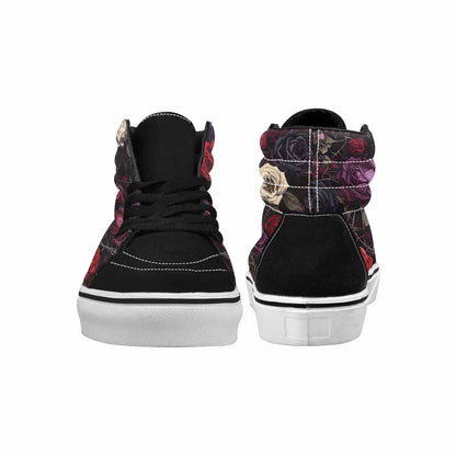 WOMEN'S Black Gothic Rose High Top Canvas Surreal Sneakers
