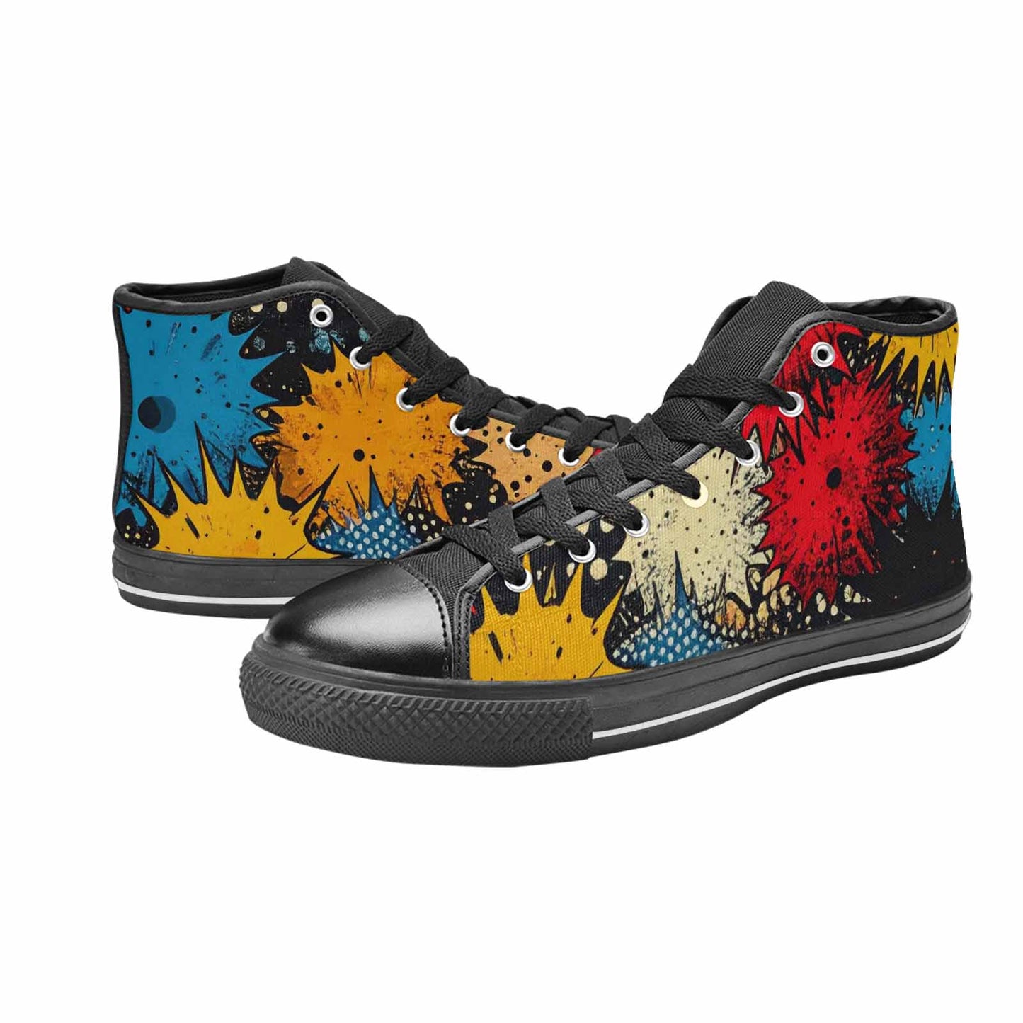 MEN'S Comic Book Halftone High Top Canvas Vibrant Chaos Custom Shoes