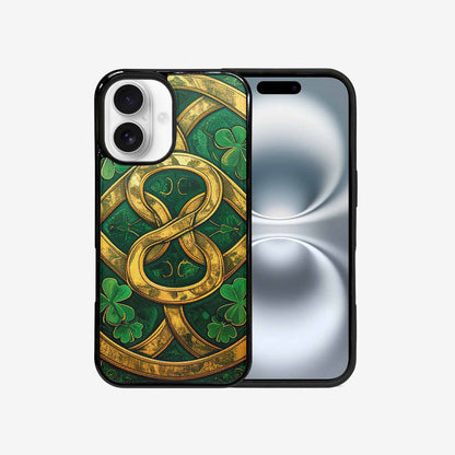 iPhone 16 Case — Irish Celtic Knot Pattern Shamrocks Seamless, Custom Phone Case
