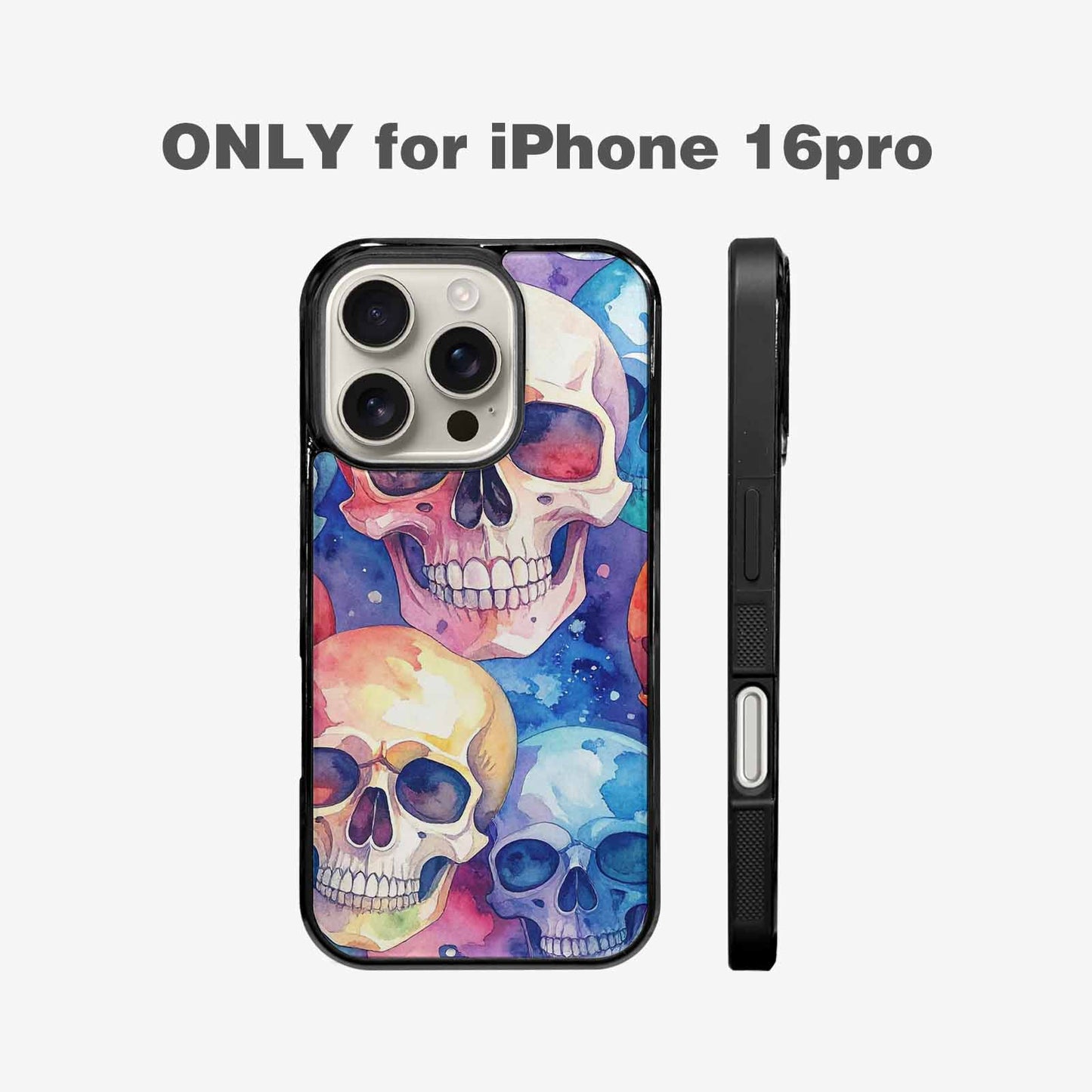 iPhone 16 Pro Case — Kulls Watercolor Skulls Small Skull Pattern, Custom Made Phone Cover