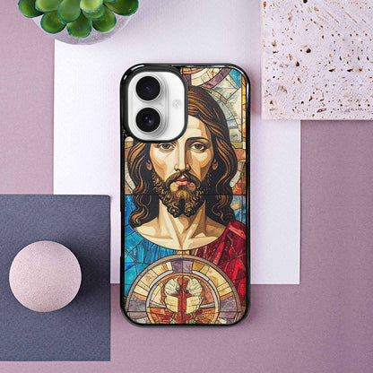 iPhone 16 Case — Jesus Face Small Cross And Faith, Personalized Phone Case