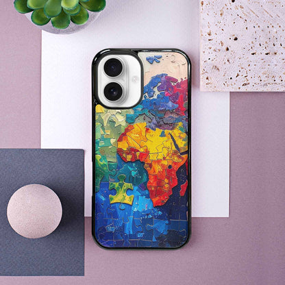 iPhone 16 Case — Autism Puzzle Pieces Puzzle Piece Pattern, Custom Art Phone Cover