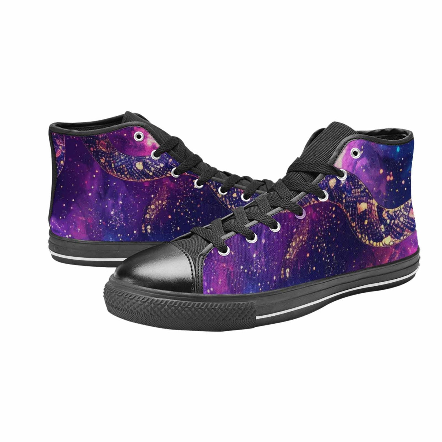 MEN'S Galaxy Snake Print High Top Canvas Cottagecore Custom Sneakers