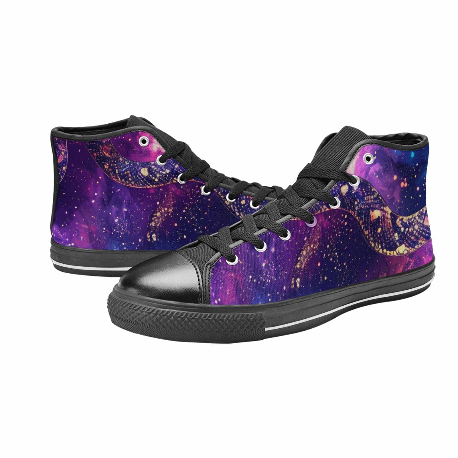 MEN'S Galaxy Snake Print High Top Canvas Cottagecore Custom Sneakers