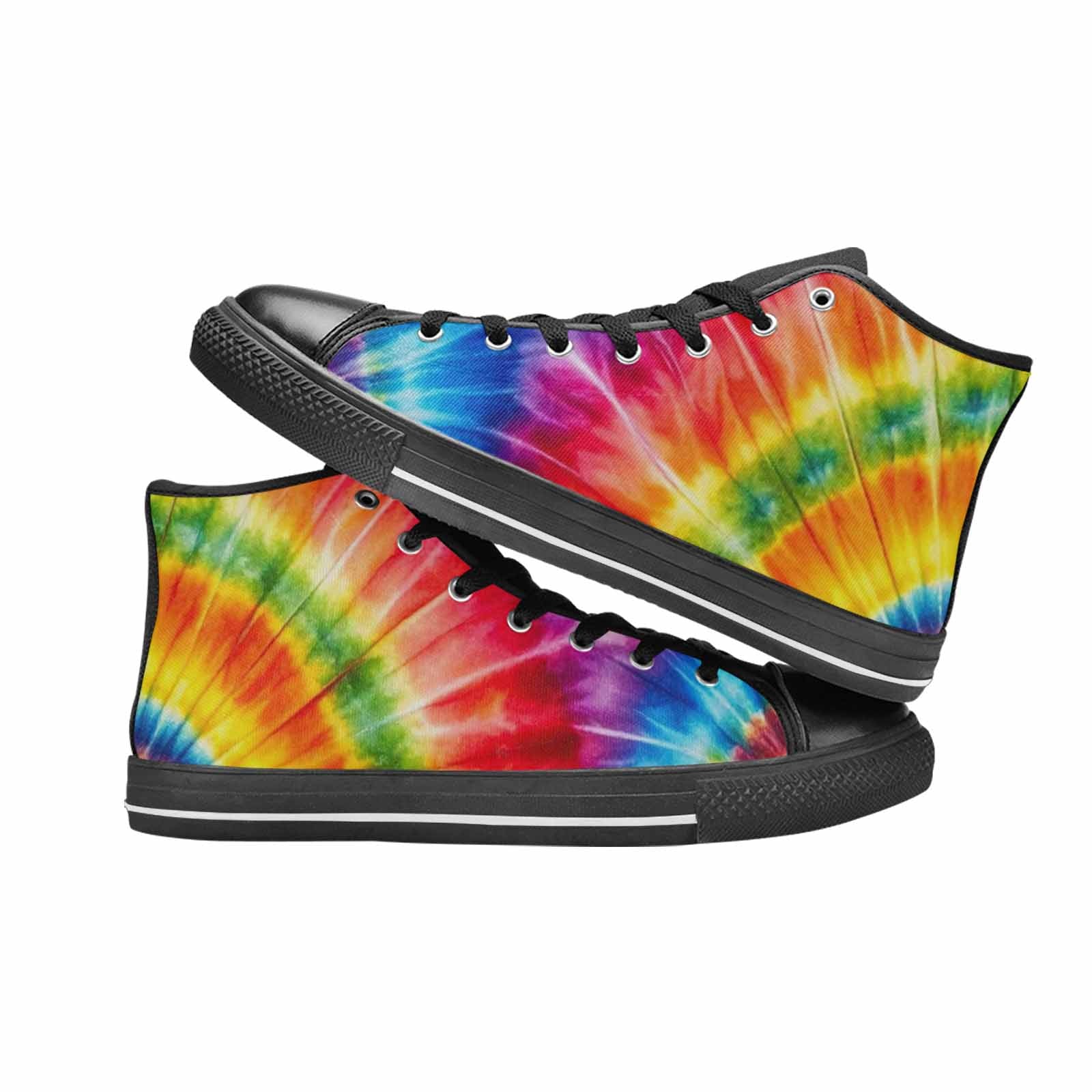 WOMEN'S Tie Dye Rainbow Spiral High Top Canvas Surreal Shoes
