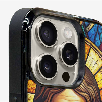 iPhone 15 Pro Max Case — Jesus Face Small Cross And Faith, Custom Print Case Cover