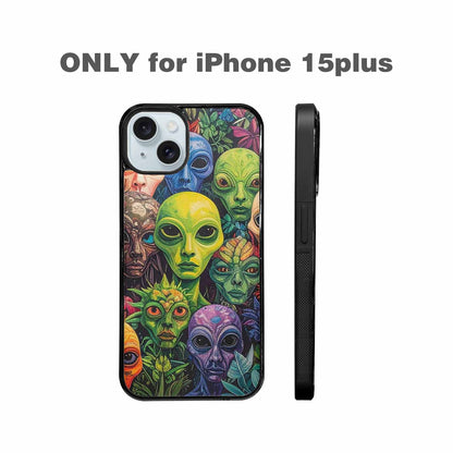 iPhone 15 Plus Case — Aliens Pattern Hundreds Of Sma, Custom Print Case Cover