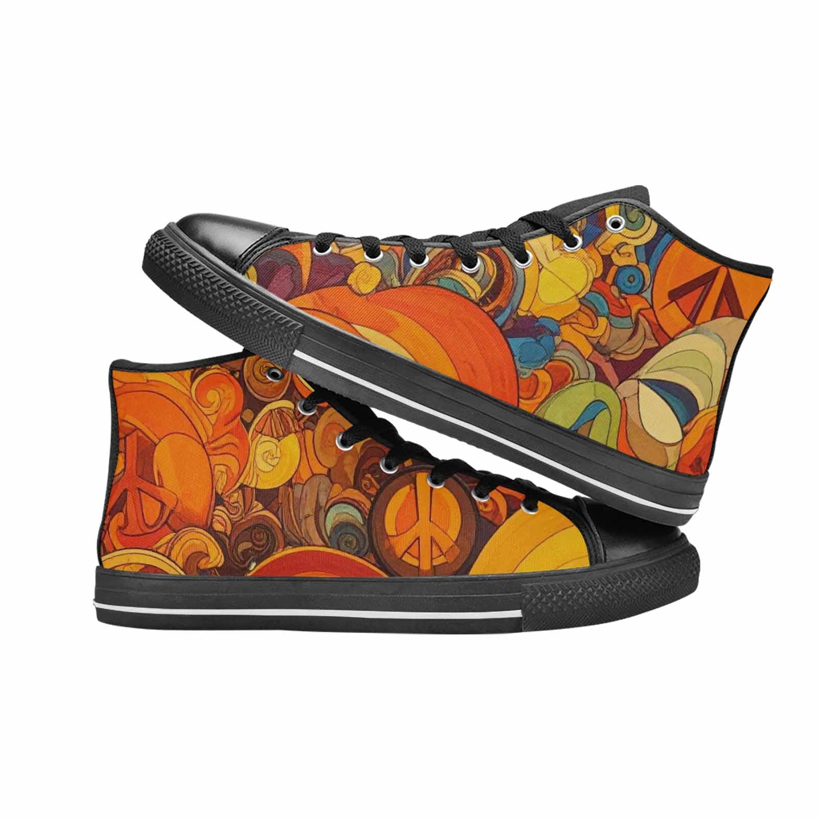WOMEN'S Groovy 70S Peace High Top Canvas Y2K Custom Shoes