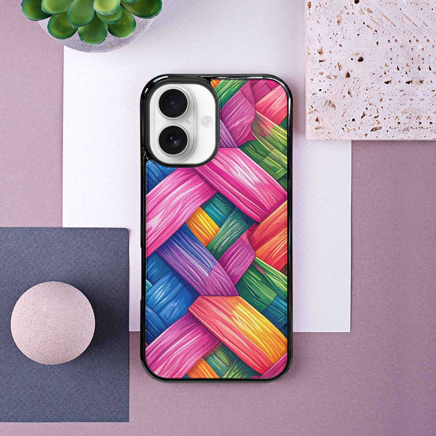 iPhone 16 Case — Polysexual Flag Color Theme Small Rainbow, Custom Print Case Cover