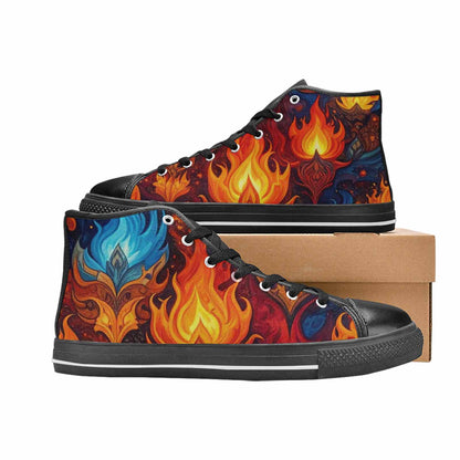 MEN'S Fire Flame High Top Canvas Cottagecore Custom Sneakers