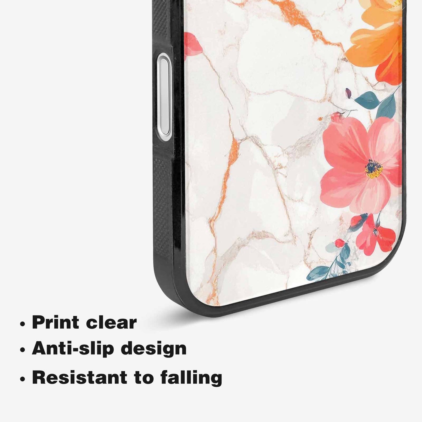 iPhone 16 Plus Case — Marble Floral, Custom Designed Case Cover