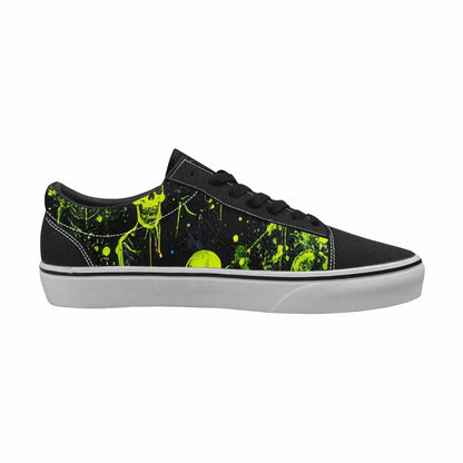 WOMEN'S Skeletons × Neon Green Lace-Up Canvas Vibrant Chaos Sneakers