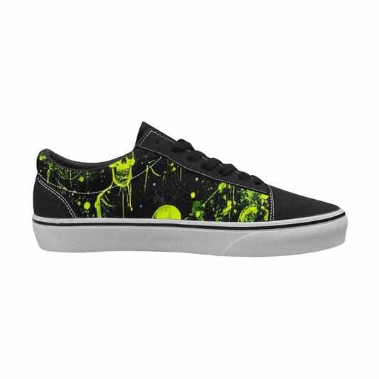 WOMEN'S Skeletons × Neon Green Lace-Up Canvas Vibrant Chaos Sneakers