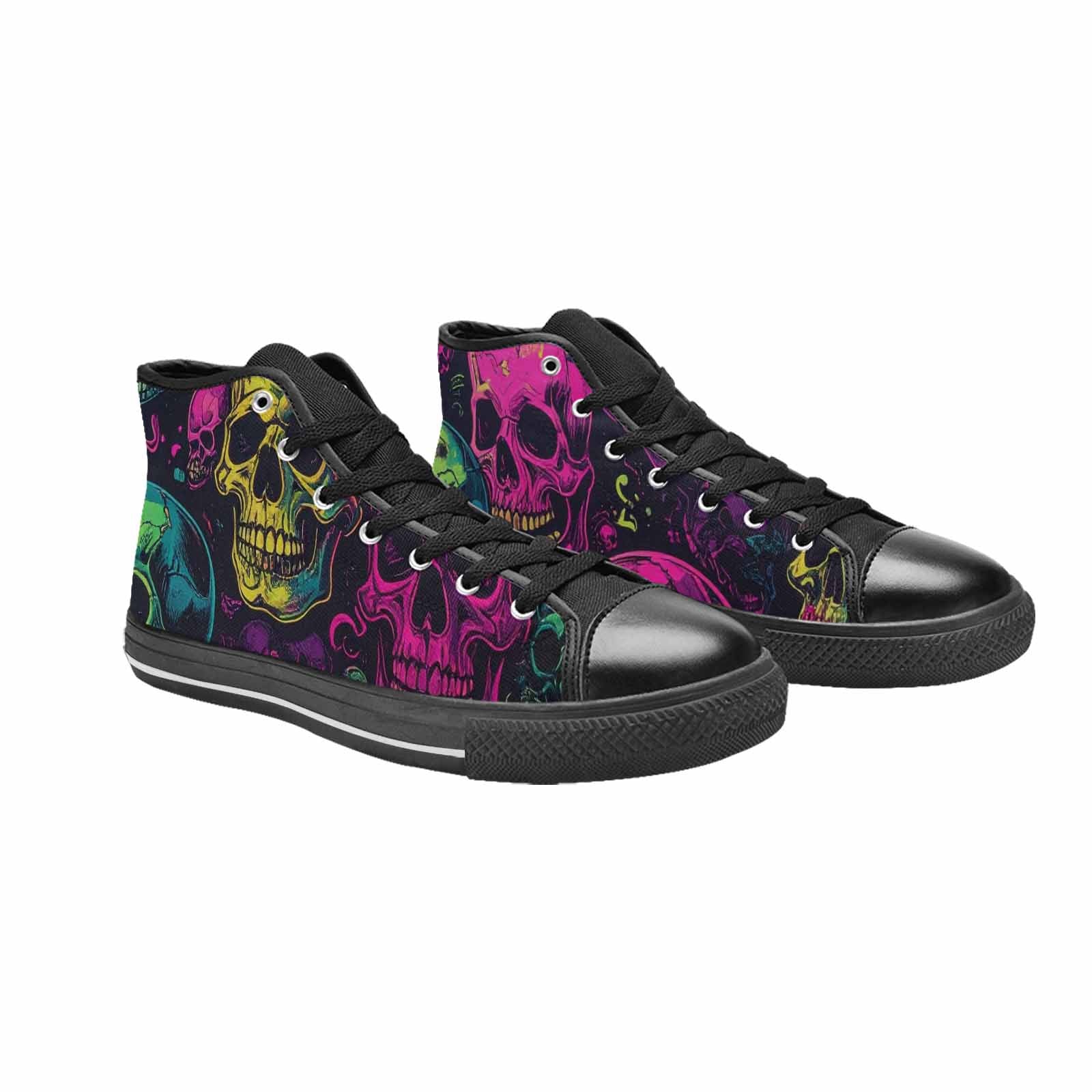 MEN'S Skulls - Neon High Top Canvas Aesthetic Custom Sneakers