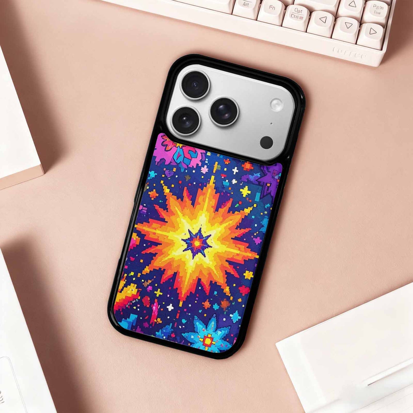 iPhone 17 Pro Case — Pixel Art Bit Burst Pattern Original, Original Design Phone Case