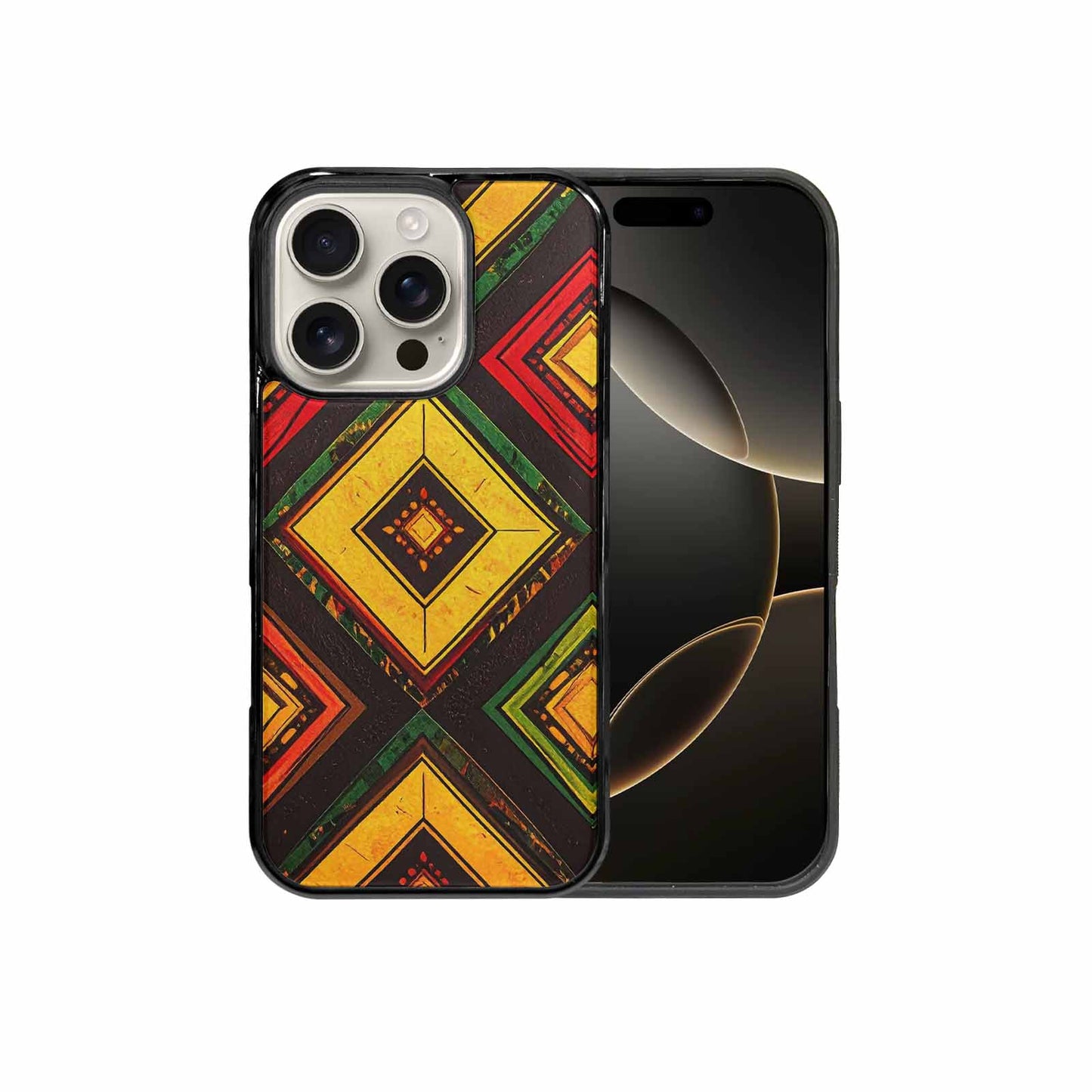 iPhone 16 Pro Case — African Kente Cloth Inspired Pattern Geometric, Custom Phone Case