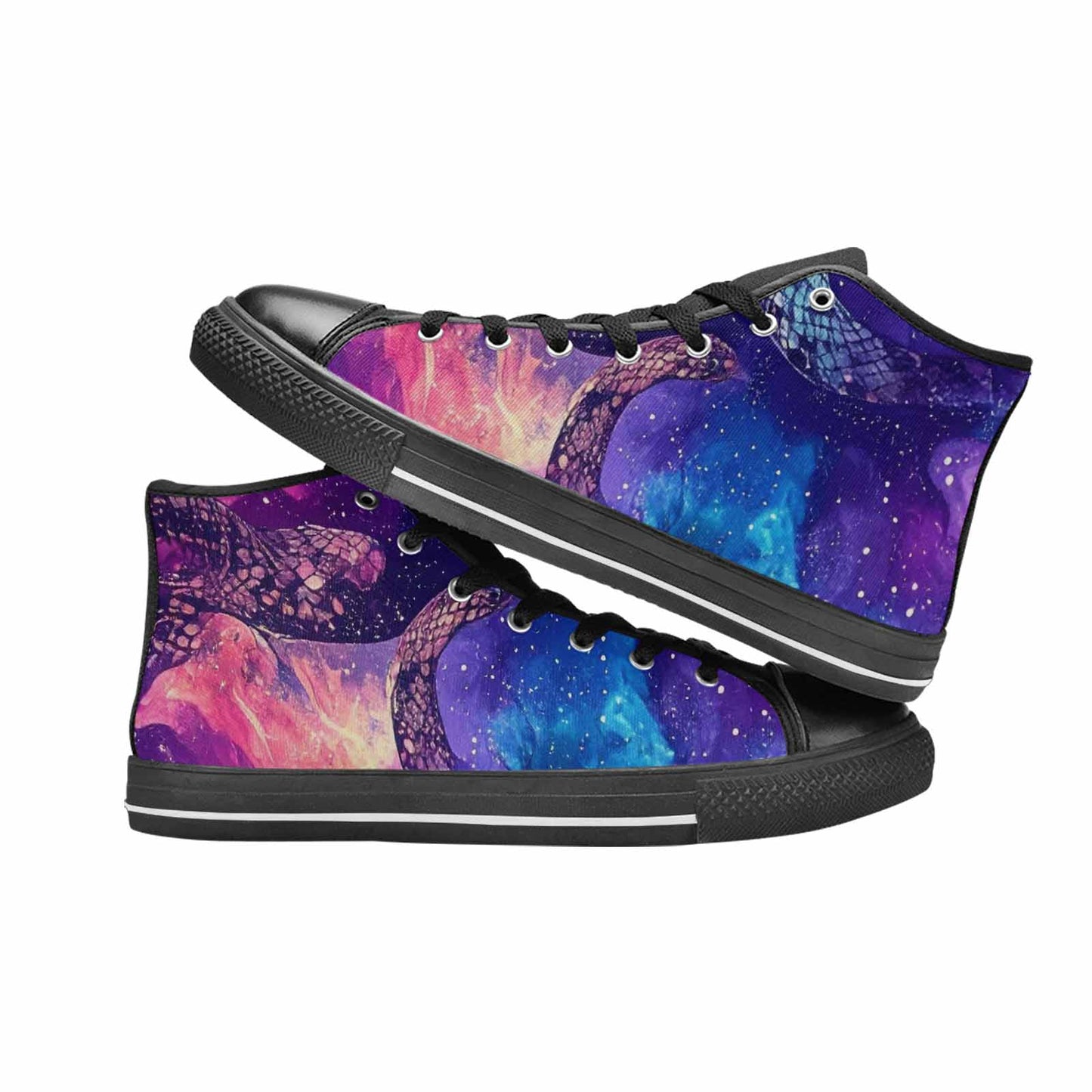 WOMEN'S Galaxy Snake Print High Top Canvas Y2K Sneakers