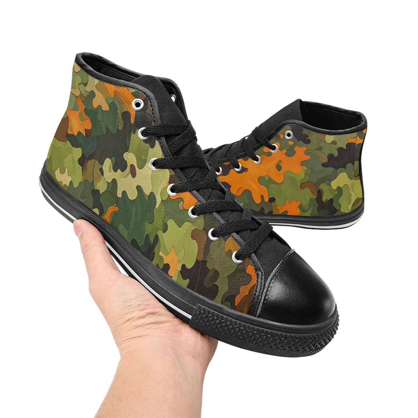 MEN'S Military Camouflage Blotch High Top Canvas Cottagecore Custom Shoes