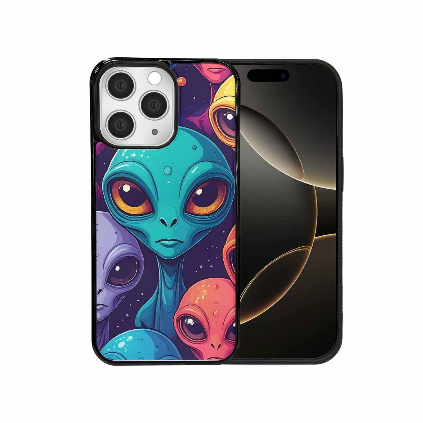 iPhone 15 Pro Max Case — Alien Ufo Cartoon Art Pattern Groovy, Custom Designed Case Cover
