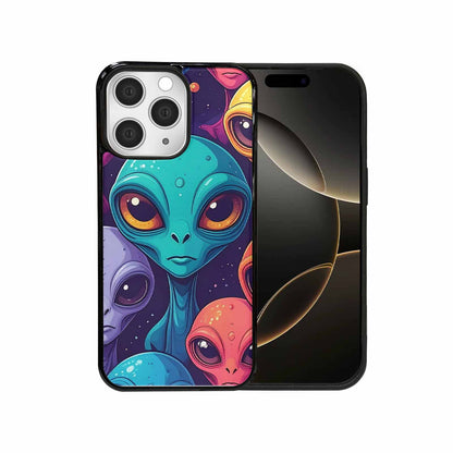 iPhone 15 Pro Max Case — Alien Ufo Cartoon Art Pattern Groovy, Custom Designed Case Cover