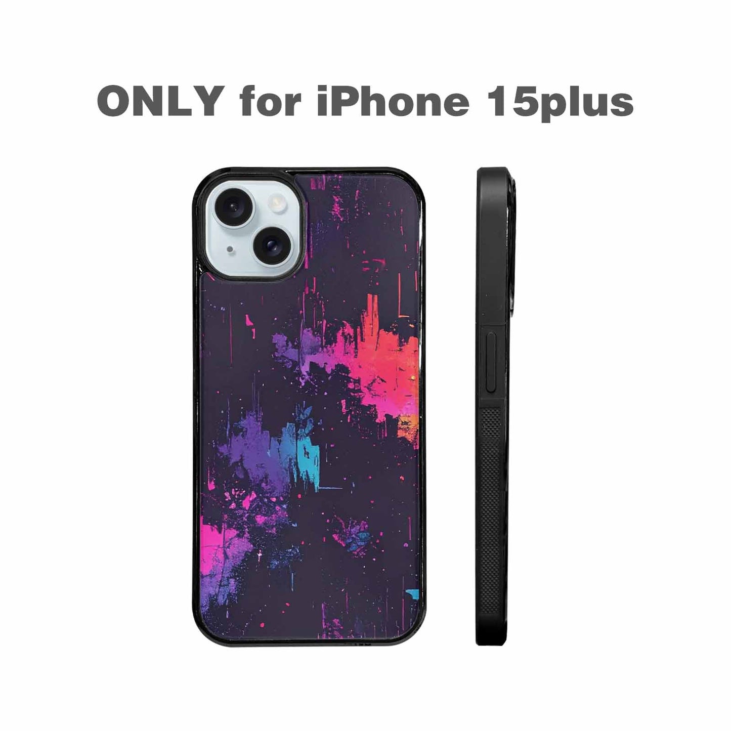 iPhone 15 Plus Case — Glitch Dark Art Seamless Pattern Vibrant, Personalized Phone Case