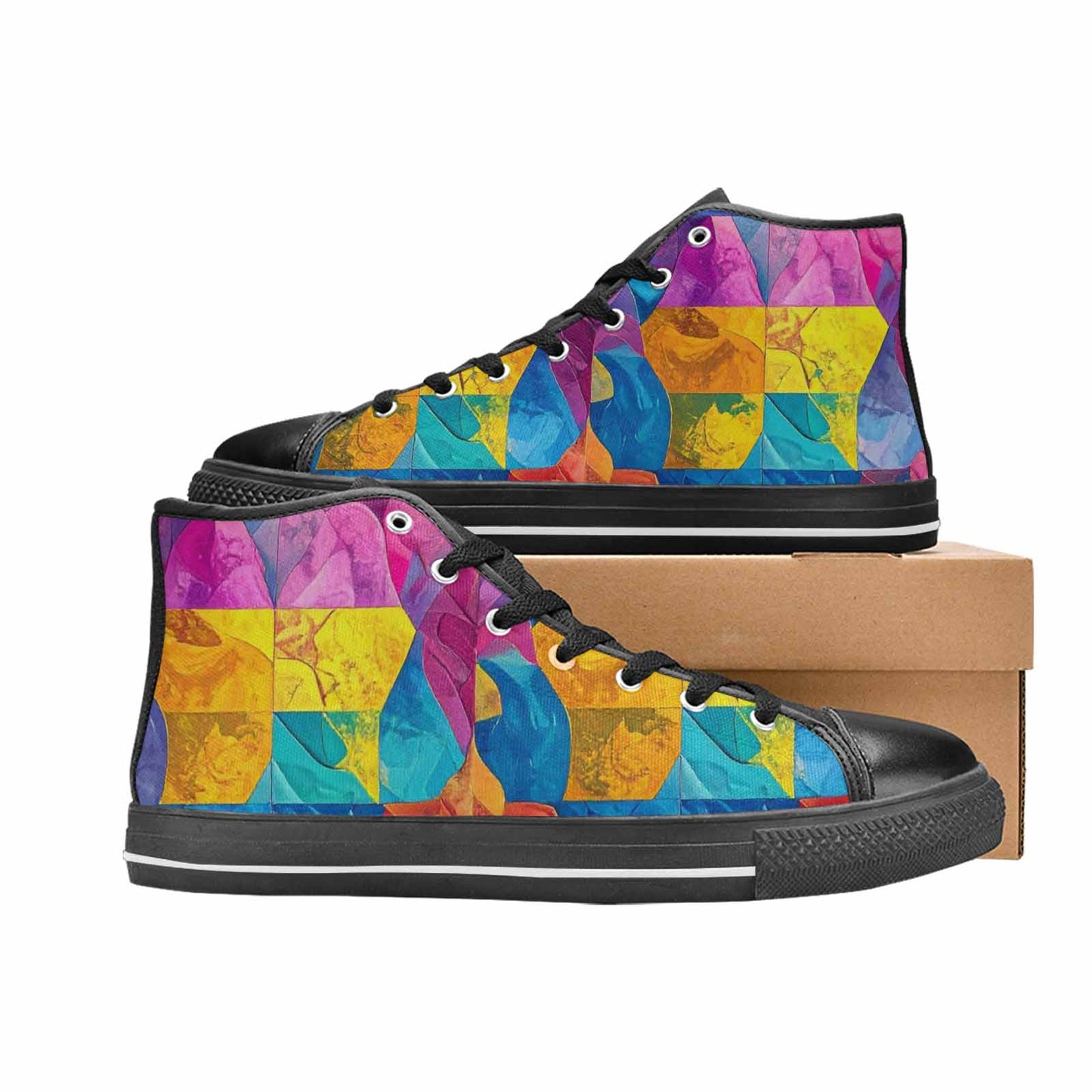 MEN'S Pansexual Flag Color High Top Canvas Aesthetic Custom Shoes