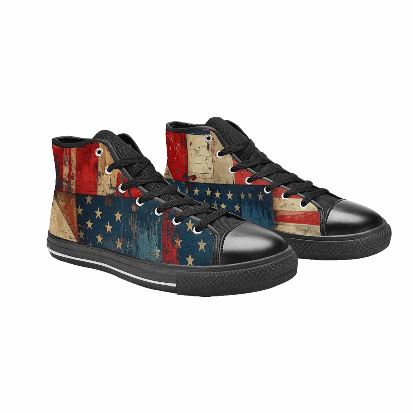 MEN'S American Flag Stars High Top Canvas Vivid Custom Sneakers
