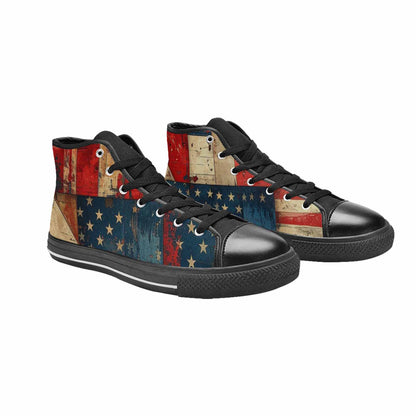 MEN'S American Flag Stars High Top Canvas Vivid Custom Sneakers