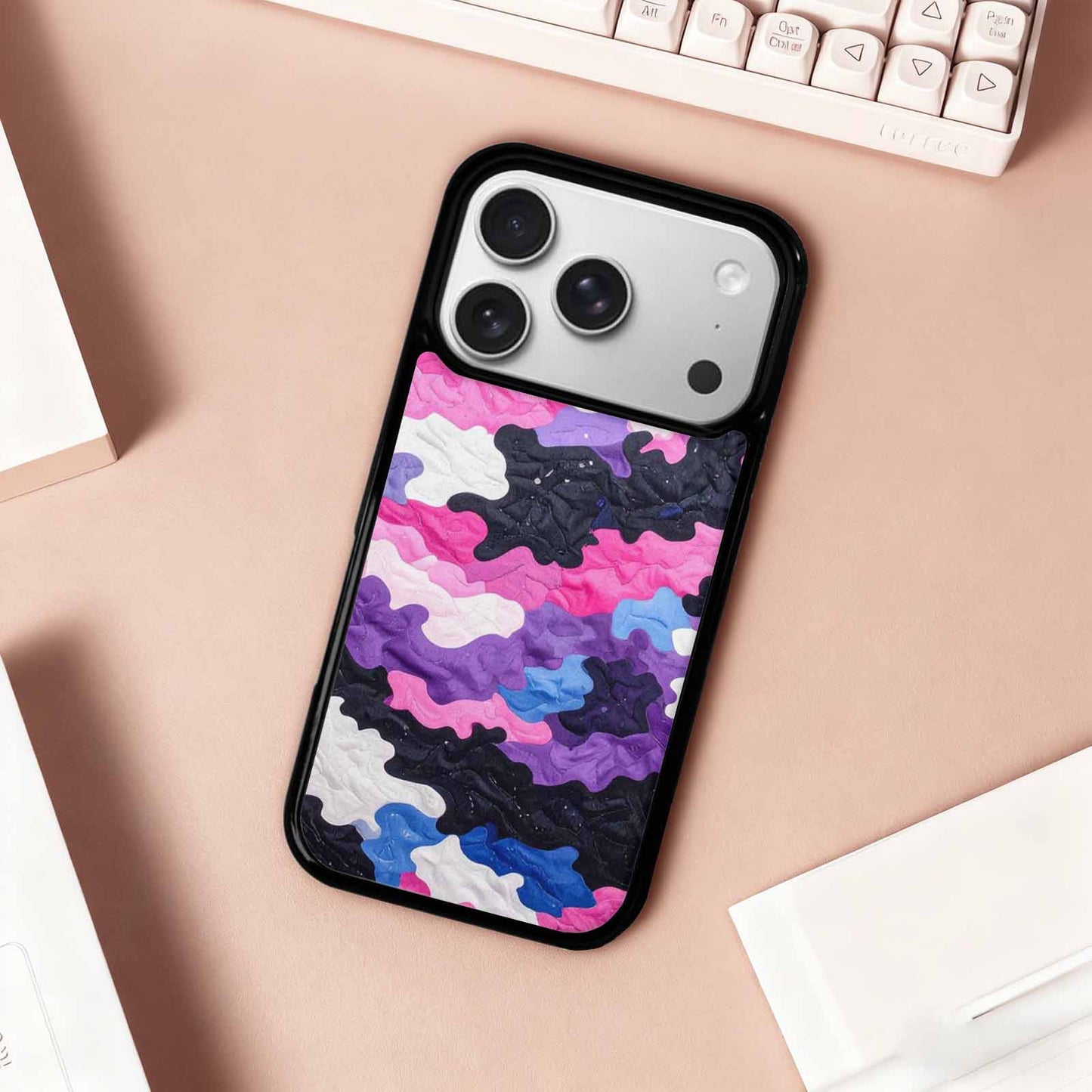 iPhone 17 Pro Case — Vivid Camo Genderfluid Pride Camo, Customized Protective Case