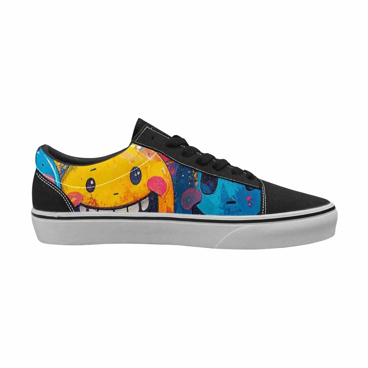 WOMEN'S Melting Moon Smiley Lace-Up Canvas Dreamcore Custom Shoes