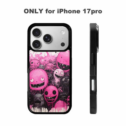 iPhone 17 Pro Case — Black Pink Ink Monsters General Cartoon, Customized Protective Case