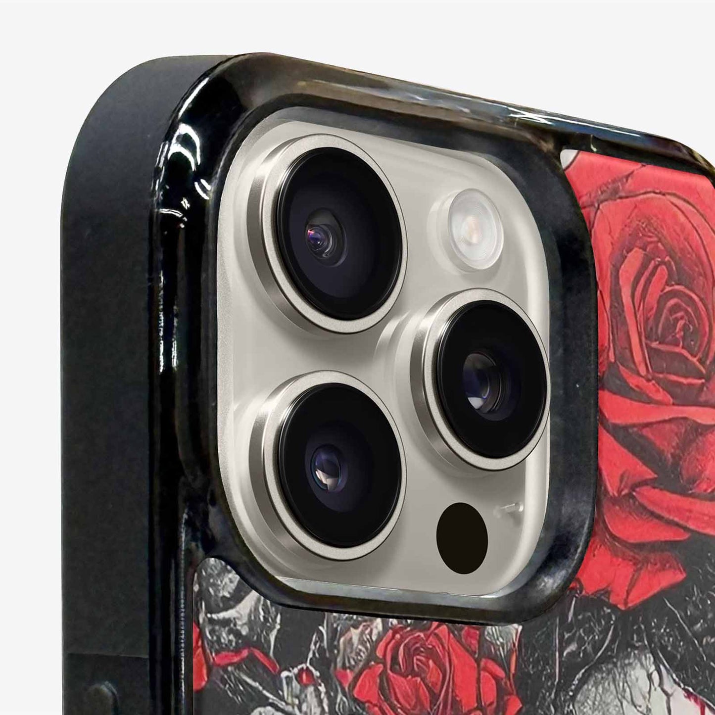 iPhone 16 Pro Max Case — Skull And Roses Black Red Ink, Custom Print Case Cover