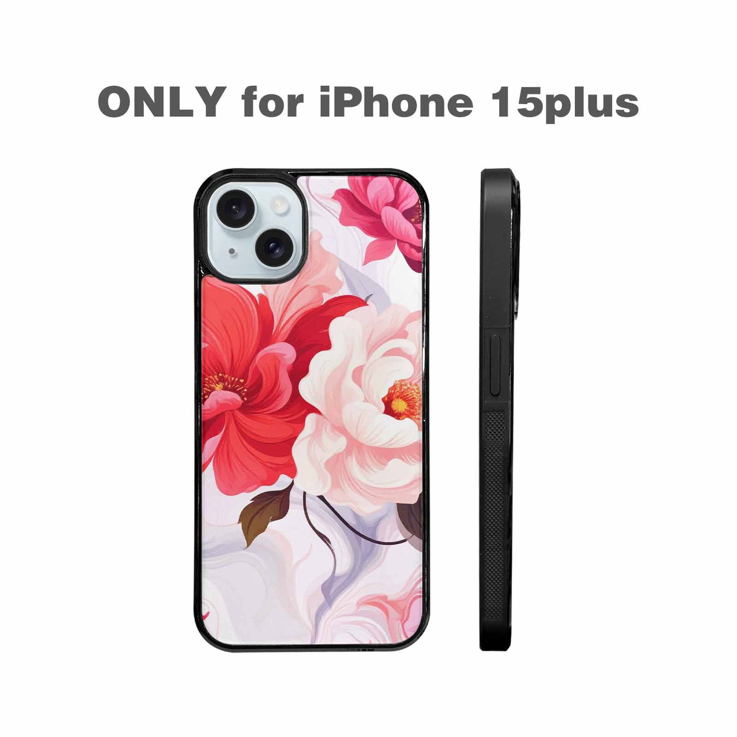 iPhone 15 Plus Case — Marble Floral Custom, Custom Printed Phone Case