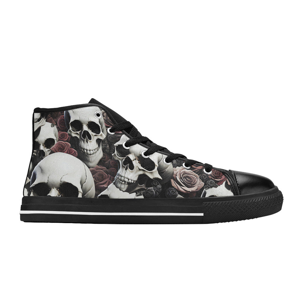 MEN'S Rose Skulls Dark 7 High Top Canvas Grunge Sneakers