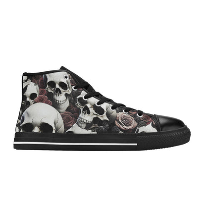 MEN'S Rose Skulls Dark 7 High Top Canvas Grunge Sneakers
