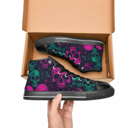 MEN'S Skulls - Neon High Top Canvas Vibrant Chaos Shoes