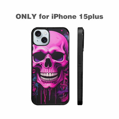 iPhone 15 Plus Case — Pink Purple Skeletons Neon Drip Melting, Custom Made Phone Cover