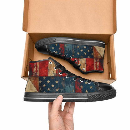 MEN'S American Flag Stars High Top Canvas Vivid Custom Sneakers