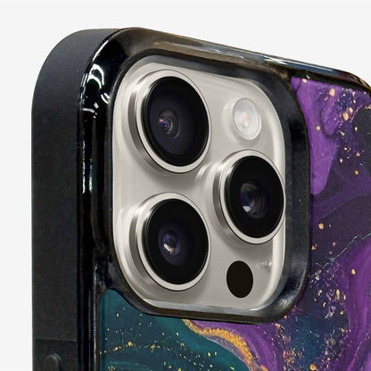 iPhone 16 Pro Max Case — Marbled Swirl Texture Blended With Galaxy, Personalized Phone Case