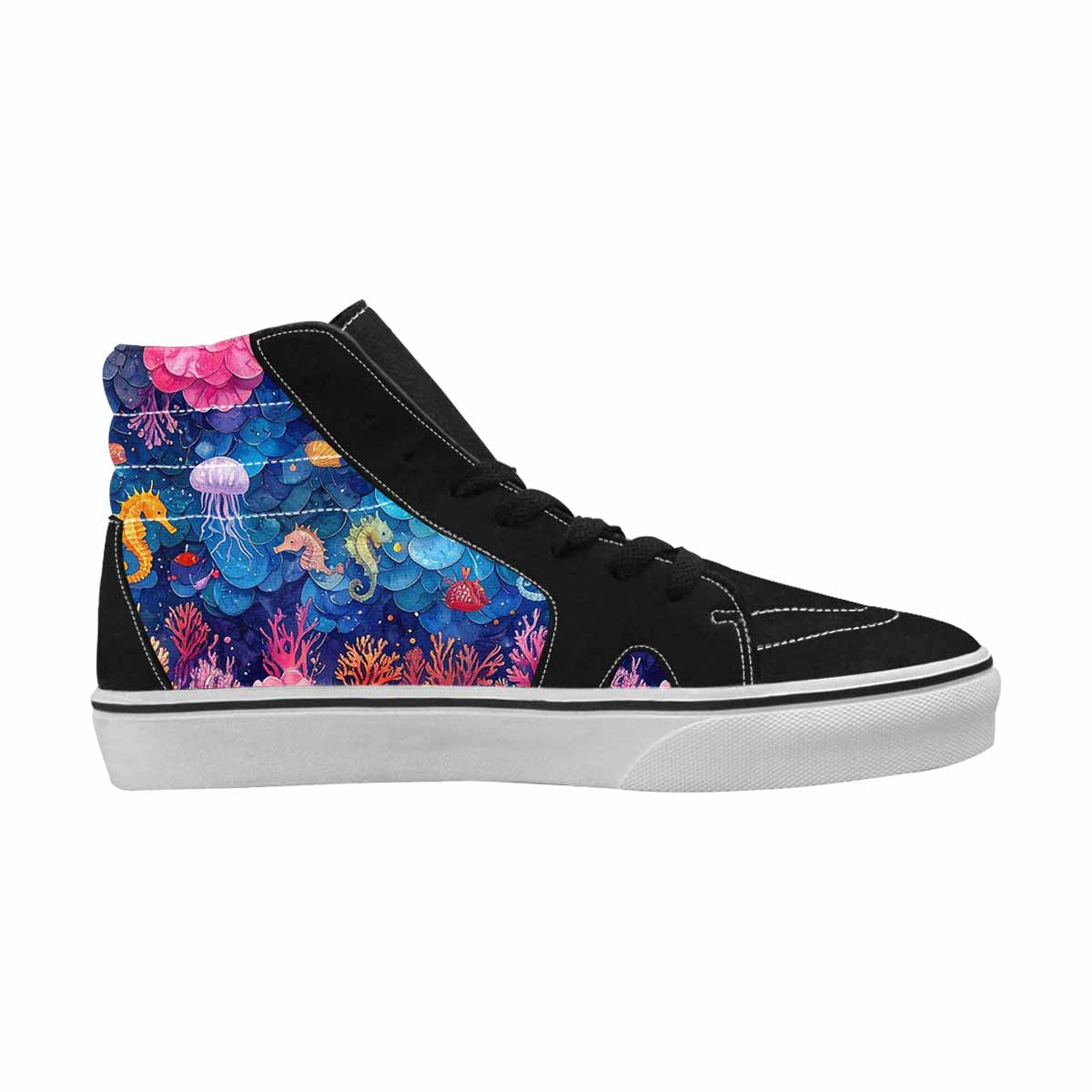 WOMEN'S Fish Scale Coral High Top Canvas Grunge Custom Shoes