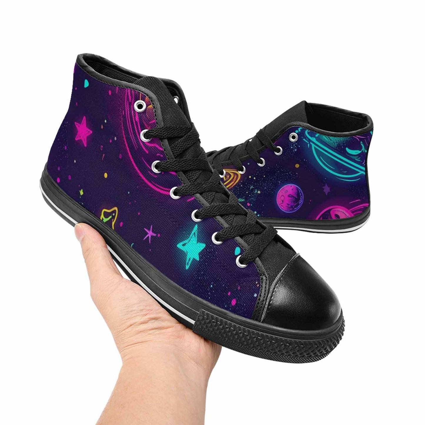 WOMEN'S Space Galaxy Astronaut High Top Canvas Grunge Sneakers