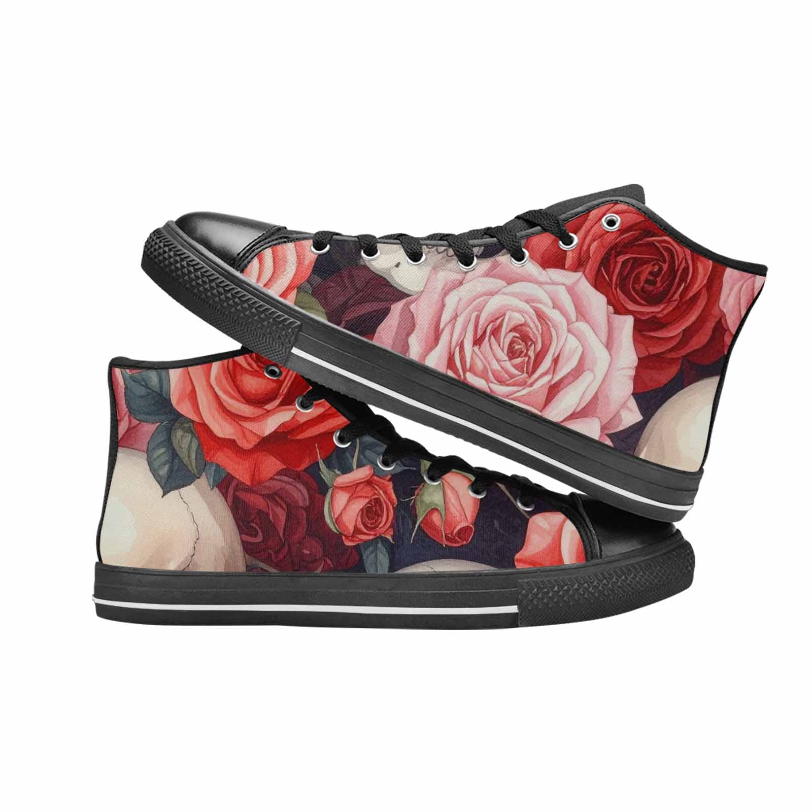 MEN'S Skulls Roses Soft Airbrush High Top Canvas Grunge Sneakers