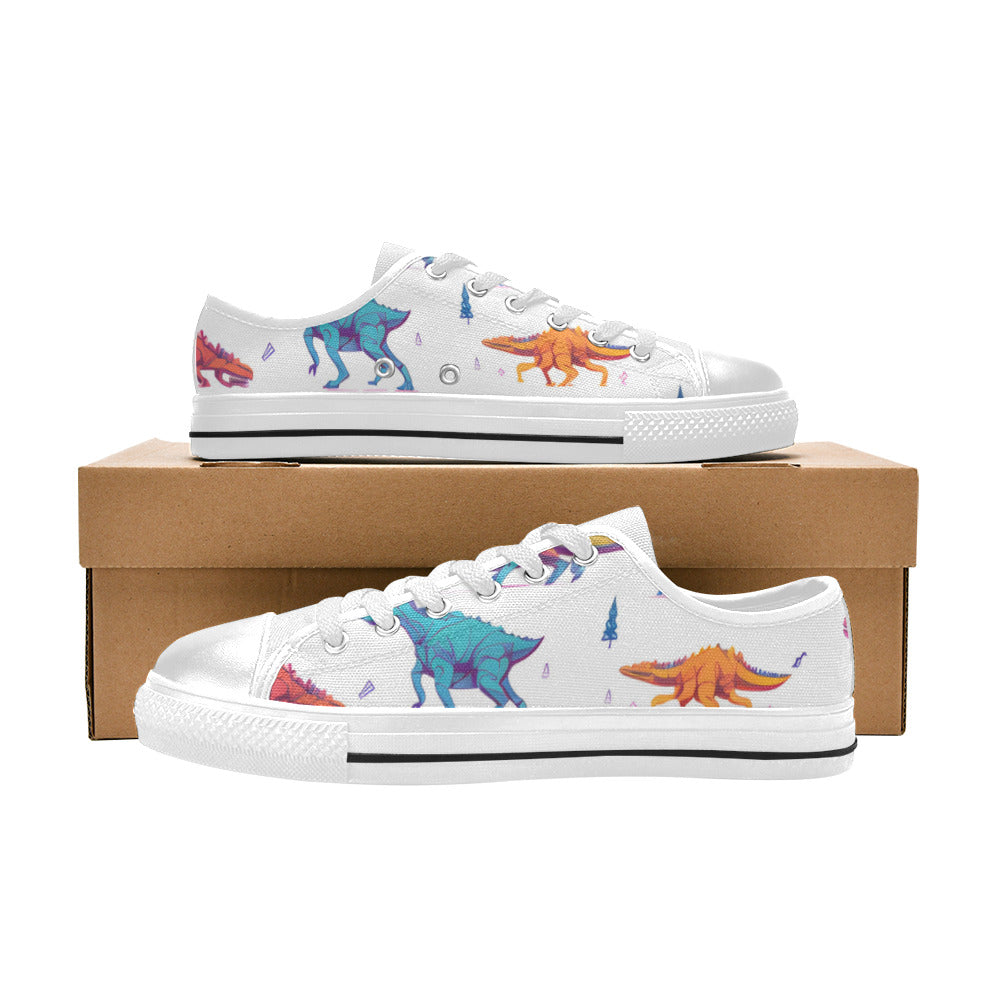 WOMEN'S Dino Print Art Canvas Vibrant Chaos Custom Shoes