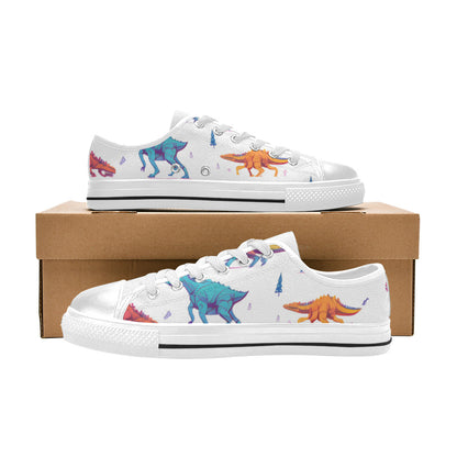 WOMEN'S Dino Print Art Canvas Vibrant Chaos Custom Shoes