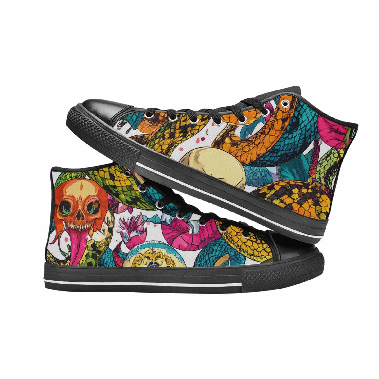 MEN'S Snake Print Skull High Top Canvas Dreamcore Custom Sneakers