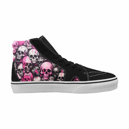 WOMEN'S Skulls Black & Pink Ink High Top Canvas Unique Print Wallpaper Art Custom Art Shoes
